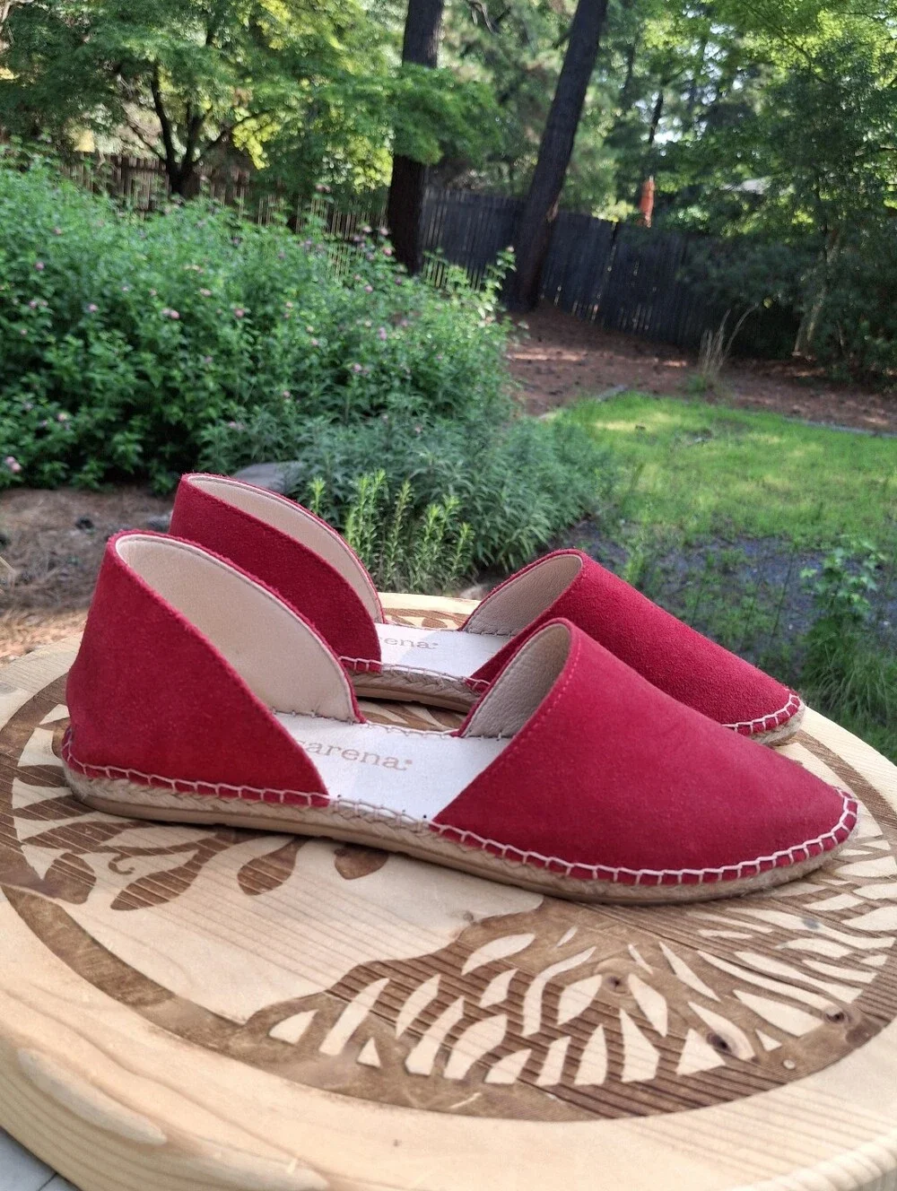 Macarena Iris Red Suede D'Orsay Flat Espadrille Sandals Size 38 Euro 7.5 US